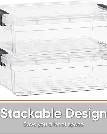 Superio Clear Storage Boxes with Lids, 2.3 Quart Plastic Container Bins for Organizing, Stackable Crates, BPA Free, Non Toxic, Odor Free, Organizers for Home, Office and Dorm, 8 Pack