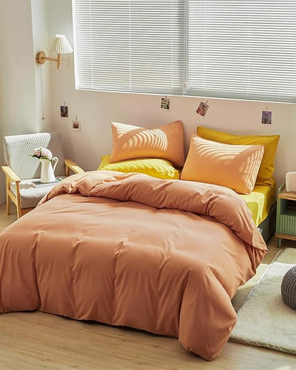 CLOTHKNOW Peach Comforter Set Twin/Twin XL Pink Coral Bedding Comforter Set Grapefruit Comforter Luxury Soft Bedding 3Pcs Orange Pink Comforter Sets