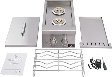 Whistler Built-in Propane Gas Stainless Steel Double Side Burner with NG Conversion Kits