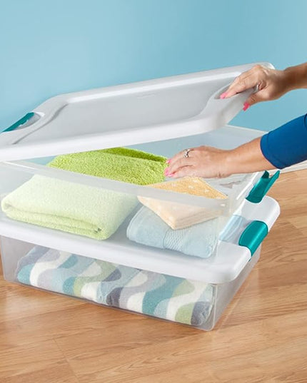 Latching Storage Box, See-Through Base, 32-Qt 14968006