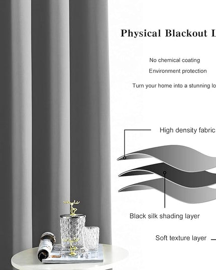 Blackout Curtains for High Ceiling, Extra Long Thermal Insulated Solid Grommet Window Curtains Drapes for Living Room 10ft Length, Set of 2 Curtain Panels 52 W x 120 L Inches Light Gray
