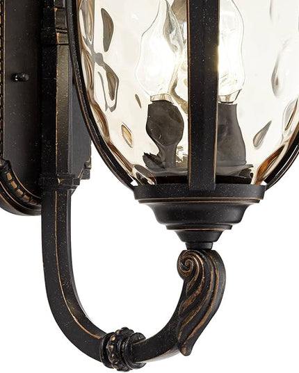 John Timberland Bellagio European Outdoor Wall Light Fixture Sconce Bronze Aluminum 21" Hammered Glass Decor for Exterior House Porch Patio Outside Deck Garage Yard Front Door Garden Home