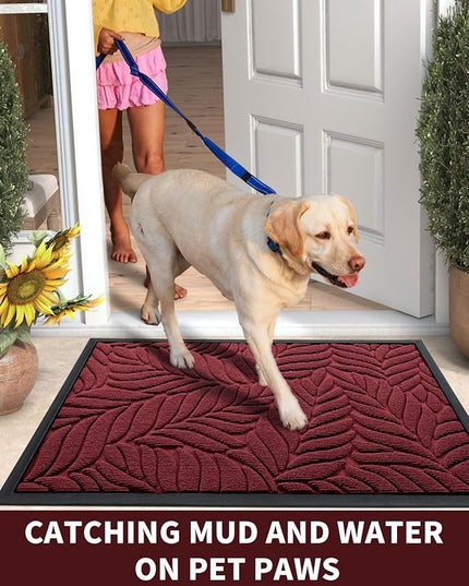 Yimobra Front Door Mat Outdoor Indoor, 29.5x17 All-Season Waterproof Door Mat Outside Entrance, All-Weather Non-Slip Outside Doormat for Garage Patio Entryway, Red