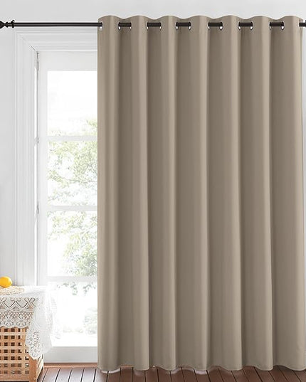 NICETOWN Blackout 84 inch Curtains for Sliding Glass Door, Grommet Thermal Insulated Room Darkening Window Treatment Sound Reducing Drapes for Room Divider, Taupe, 1 Panel, W100 x L84