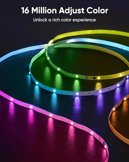 Led Lights for Bedroom, IC+RGB 65.6FT Strip Lights, 24Key Remote with App Control, Music Sync Color Changing for Room Decor Party
