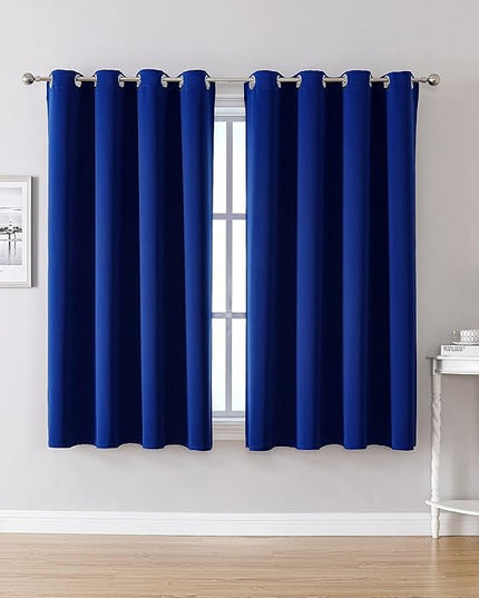 ChrisDowa Grommet Blackout Curtains for Bedroom and Living Room - 2 Panels Set Thermal Insulated Room Darkening Curtains (Royal Blue, 52W x 54L)