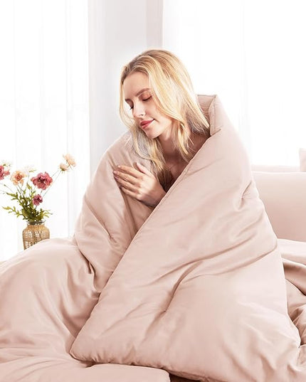 CozyLux King Size Comforter Set Blush Pink, 7 Pieces Bed in a Bag King Comforter Set with Sheets, Bedding Set with Down Alternative Comforter, Fitted Sheets, Flat Sheets, Pillow Shams and Pillowcases