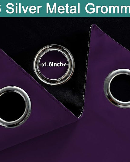 Yakamok 100% Wide Blackout Curtain 100 x 84 Inches for Sliding Glass Door, Grommet Light Blocking Thermal Insulated Room Divider Curtain for Living Room, 1 Panel,8.3ft Wide x 7ft Tall, Purple