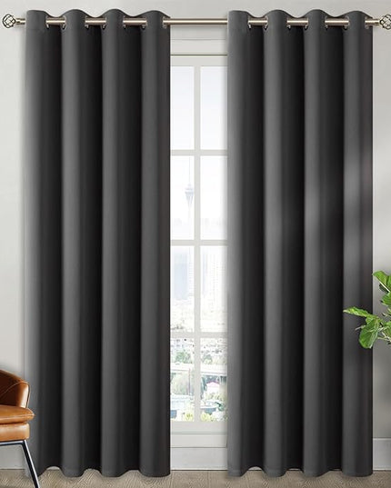 BGment Blackout Curtains - Grommet Thermal Insulated Room Darkening Bedroom and Living Room Curtain, Set of 2 Panels (52 x 84 Inch, Dark Grey)