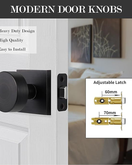Door Knobs Interior Oil Rubbed Bronze Passage Door Knobs for Hall and Closet, Square Antique Bronze Passage Door Handles