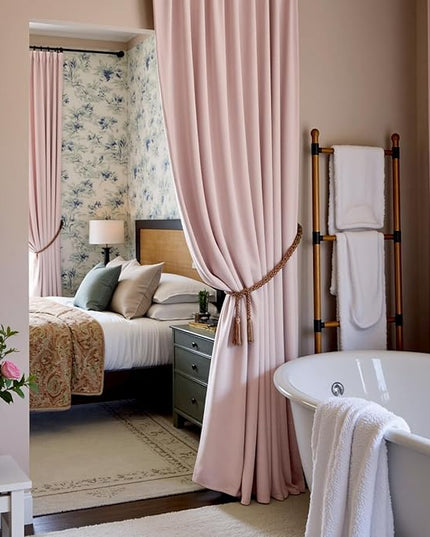 Lazzzy Velvet Blackout Curtains Thermal Insulated Room Window Drapes Super Soft Luxury Curtains for Living Room Bedroom Rod Pocket 2 Panels, Dusty Pink, 52" W x 108" L