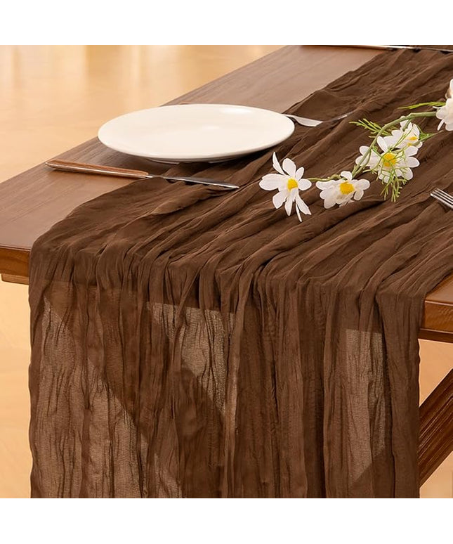 Socomi Brown Coffee Cheesecloth Table Runner Christmas Boho Rustic Gauze 120 inch 10FT Cheese Cloth Runner for Wedding Party Baby Shower Birthday Home Decor Holiday Decorations