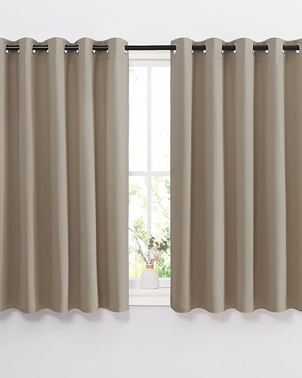 NICETOWN Room Darkening Curtains and Drapes for Bedroom - Grommet Energy Saving Thermal Insulated Light Blocking Window Treatments for Kitchen (Taupe, 1 Pair, W66 x L54)