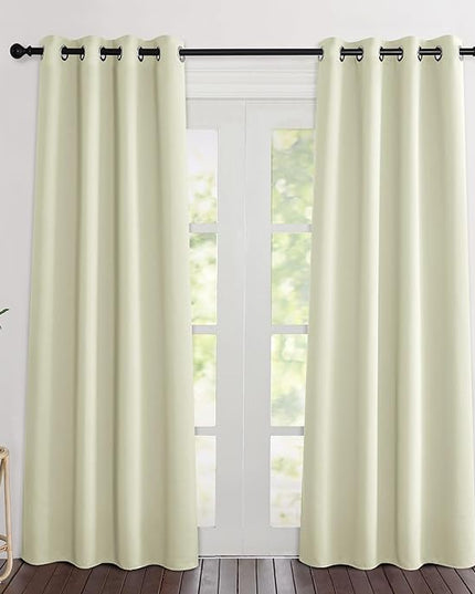 NICETOWN Room Darkening Beige Curtains 84 inches Long, Grommet Room Darkening Thermal Insulated Sound Dampening Window Treatments for Bedroom/Home Office, 2 Panels, W46 x L84