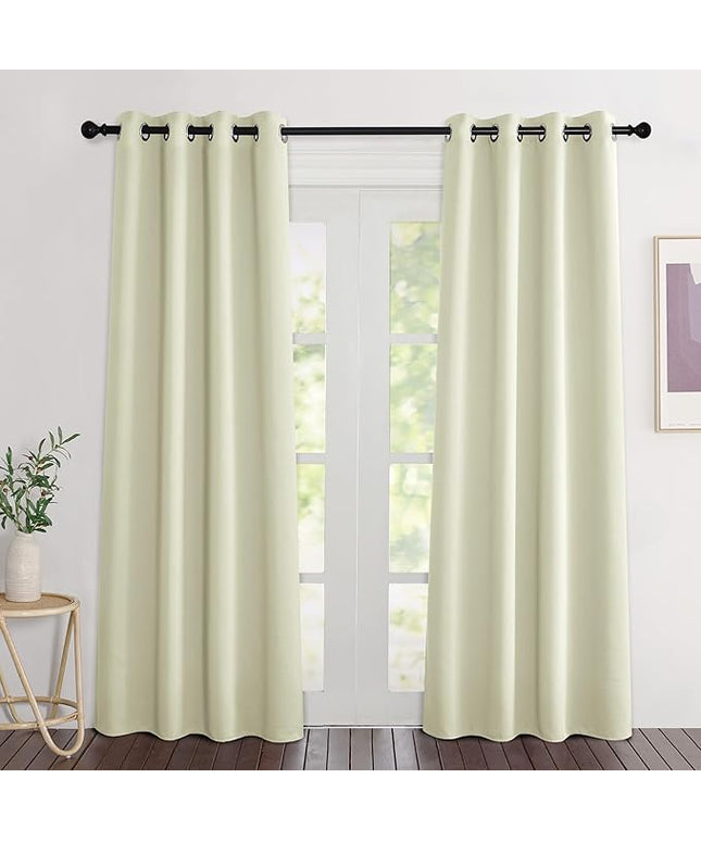 NICETOWN Room Darkening Beige Curtains 84 inches Long, Grommet Room Darkening Thermal Insulated Sound Dampening Window Treatments for Bedroom/Home Office, 2 Panels, W46 x L84
