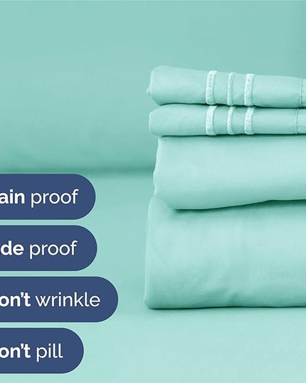 Split King Size 5 Piece Sheet Set - Comfy Breathable & Cooling Bed Sheets Set - Hotel Luxury Bedding for Women, Men, Kids, Teens, Boys & Girls - Deep Pockets, Soft, Wrinkle Free - Oeko-Tex - Spa Blue