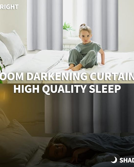 BGment Room Darkening Curtains 54 Inches Long - Grommet Thermal Insulated Drapes Window Treatment Curtains for Bedroom, 2 Panels, 52 x 54 Inch, Greyish White