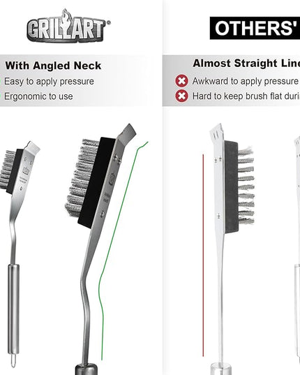 GRILLART Grill Brush and Scraper, Wire BBQ Grill Brush for Outdoor Grill, 16.5” Grill Cleaning Brush BBQ Grill Accessories, Safe Grill Cleaner Brush-Ideal Gift for Men/Dad BBQ Brush for Grill Cleaning