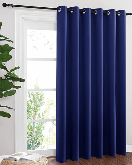 NICETOWN Sliding Glass Door Curtain Panel, Home Decoration Privacy & Noise Reducing Room Divider for Shared Apartment (Navy Blue, 80 inches x 84 inches)