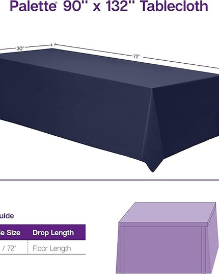 Gee Di Moda Rectangle Tablecloth - 90 x 132 Inch Lavender Table Cloth for 6 Foot Tables with Floor-Length Drop - Heavy Duty Washable Fabric for Holiday Party, Dinner, Weddings & Baby Shower