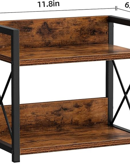 Giikin Countertop Shelf Organizer, 2 Tier Kitchen Spice Rack for Countertop, Wood Coffee Counter Shelf Organizer for Home (Brown, S)