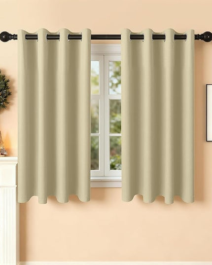 Room Darkening Curtains 54 Inch Length for Bedroom Living Room, Insulated Thermal Grommet Curtain Drapes, Blackout(60-90%,Not 100%) Window Treatment Decor, 2 Panels, 52x54, Cream