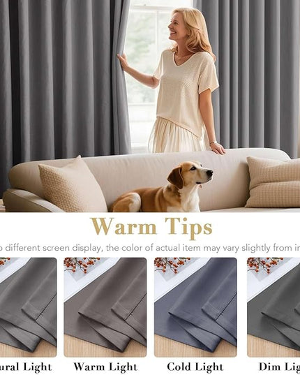 H.VERSAILTEX Three Pass Microfiber Blackout Thermal Insulated Grommet Panel Window Curtains/Drapes (Set of 2 Panels, 52 x 96 Inch, Grey)