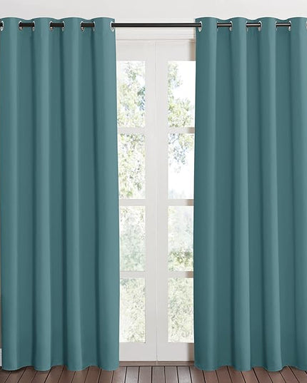NICETOWN Blackout Curtain Blind Window Panel - (Sea Teal Color) Home Decor Window Treatment Drape Modern Design Drapery for Patio Door Room, 52Wx84L,1 Panel