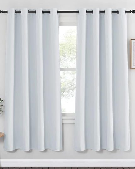 NICETOWN Room Darkening Curtain for Living Room - Easy Care Solid Energy Saving Grommet Room Darkening Curtain/Panel/Drape for Bedroom (1 Panel, 52 by 72, Greyish White)