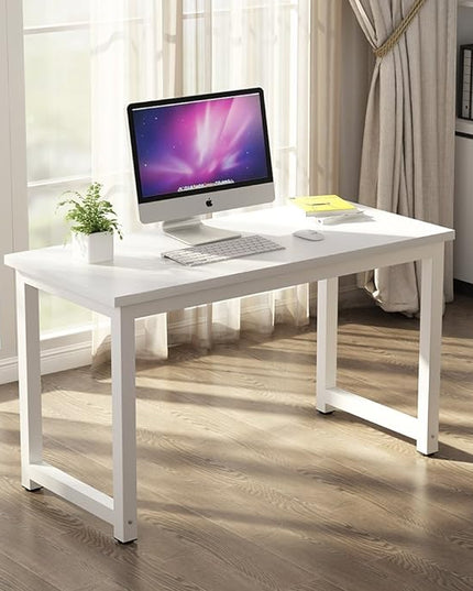 Tribesigns Modern Simple Computer Desk, 47 inch Office Desk Computer Table, Study Writing Study Desk for Home Office, White