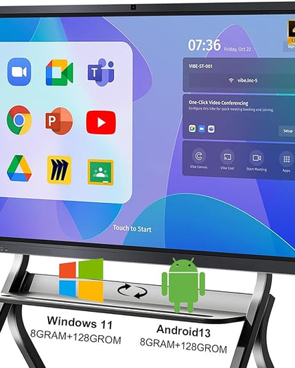 Smart Board,65" Smart Board for Classroom Office Home, 4K UHD Touch Screen Open Dual System Smart Whiteboard,Digital whiteboard with 48MP HD Camera(Board+Wall Mount Included)