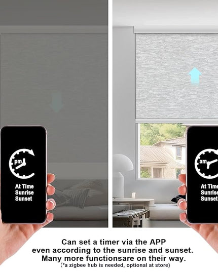 Motorized Blinds with Remote Smart Blackout Shades Electric Curtains Automatic Roller Blinds Shades for Indoor Windows Cordless with Alexa Google Home(Blackout Cloud Grey,W44.5X H62)