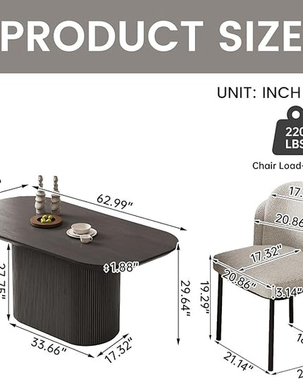 Guyii 5-Piece Oval Dining Table Set, 62.99" Modern Kitchen Table with 4 Chairs, Indoor Rectangular Dining Room Table for Kitchen, Living Room, Black