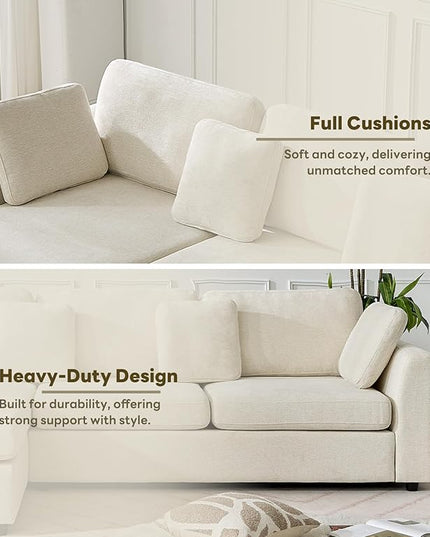 Tbfit L Shaped Couch, Oversized 108" Modular Sectional Sofa with Convertible Chaise, Comfy 4 Pillows Sofa for Living Room, Beige