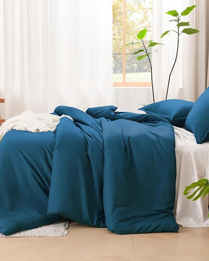 Litanika Comforters Teal Oversized Queen Size, 3 Pieces Lightweight Solid Bedding Set & Collections, All Season Fluffy Bed Set (98x98In Comforter & 2 Pillowcases)