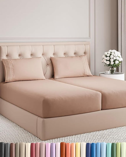 Split King Size 5 Piece Sheet Set - Comfy Breathable & Cooling Bed Sheets Set - Hotel Luxury Bedding for Women, Men, Kids, Teens, Boys & Girls - Deep Pockets, Soft and Wrinkle Free - Oeko-Tex - Mauve