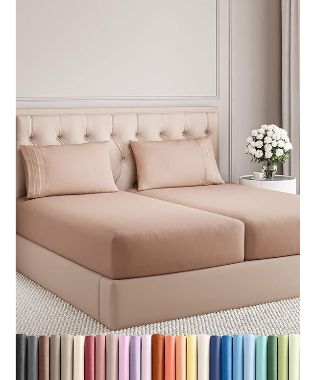 Split King Size 5 Piece Sheet Set - Comfy Breathable & Cooling Bed Sheets Set - Hotel Luxury Bedding for Women, Men, Kids, Teens, Boys & Girls - Deep Pockets, Soft and Wrinkle Free - Oeko-Tex - Mauve