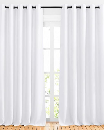 NICETOWN White Room Darkening Bedroom Curtains, Grommet 50% Blackout Thermal Insulated Window Treatment Room Divider Drapes for Bedroom, W66 x L102, 2 Panels
