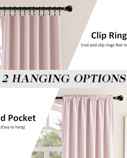 DONREN Blush Pink Room Darkening Soft Curtains - 108 Inch Length for 9 Foot High Ceiling Window,Baby Pink Rod Pocket Drapes/Curtains for Livingroom,52W x 108L,2 Panels