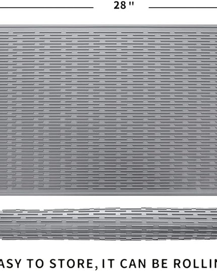 Silicone Dish Drying Mat for Multiple Usage,Easy clean,Eco-friendly,Heat-resistant Silicone Mat for Kitchen Counter or Sink,Refrigerator or Drawer Liner Grey 3XL 28 inches x 18 inches