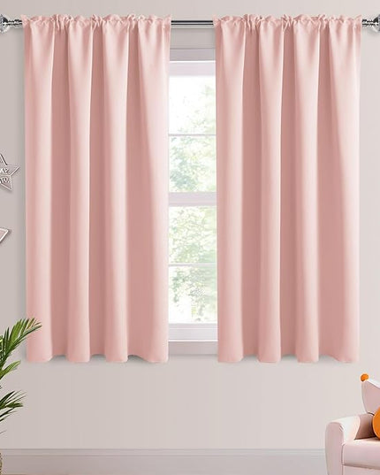 DWCN Blackout Curtains – Thermal Insulated, Energy Saving & Noise Reducing Bedroom and Living Room Curtains, Blush Pink, W 42x L 54 Inch, Set of 2 Rod Pocket Curtain Panels