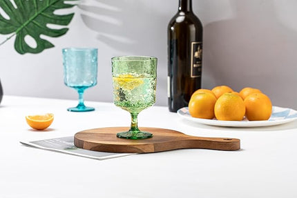 KX-WARE Iceberg Acrylic All-Purpose Wine Glasses, 12-ounce Plastic Stem Wine Glasses, set of 8 Multicolor