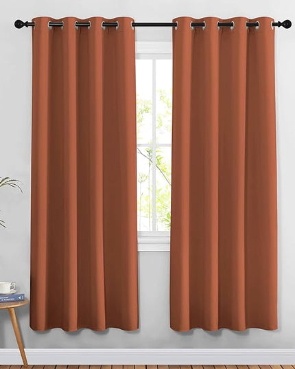NICETOWN Doorway Curtains for Girls Room 78 inches Long, Grommet Privacy Light & Sound Reducing Room Darkening Window Treatments for Living Room, 2 Panels, Burnt Orange, W52 x L78