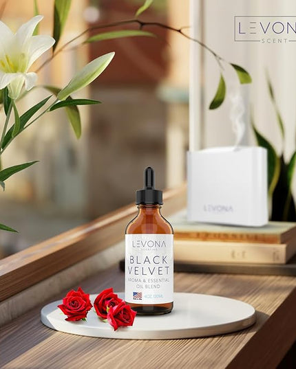 Levona Scents Oil Diffuser Essential Oils: Fragrance Oil for Diffuser - Black Velvette Diffuser Oils Scents - Woody Citrus with Herbal Floral Essential Oil Blends, Oakmoss, White Musk & Sandalwood