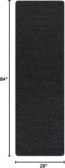 Beverly Rug Non-Slip Modern Runner Rug 2x7 Solid Traditional Rubber Backing Machine Washable Soft Thin Indoor Area Rugs for Living Room Stain Resistant Non Shedding Casual Carpet (2 x 7 Dark Gray)