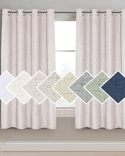 H.VERSAILTEX 100% Blackout Curtain for Bedroom 63 Inches Long Grommet Linen Face Full Light Blocking Curtain Drape for Living Room Thermal Insulated Linen Look Curtain 1 Panel, 52" W x 63" L, Ivory
