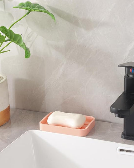 Silicone Kitchen Sink Organizer Tray for Multiple Usage,Easy Clean Sponges Holder for Kitchen Bathroom Counter or Sink,Dish Soap Dispenser,Scrubber,Bottle,Cup Pink 4.9”x 3.2”