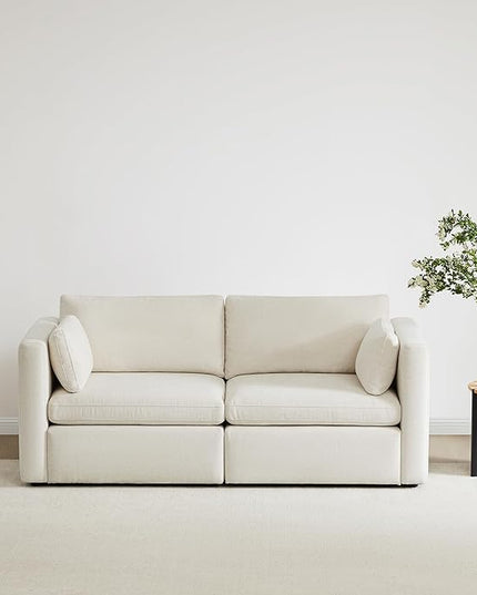 CHITA Small Modular Sectional Fabric Sofa Set, Extra Comfty Loveseat Cloud Couch, FSC Certified Modular Sectional Couch for Living Room, 78 inch Width, 2 Seat Modular Sofa, Linen