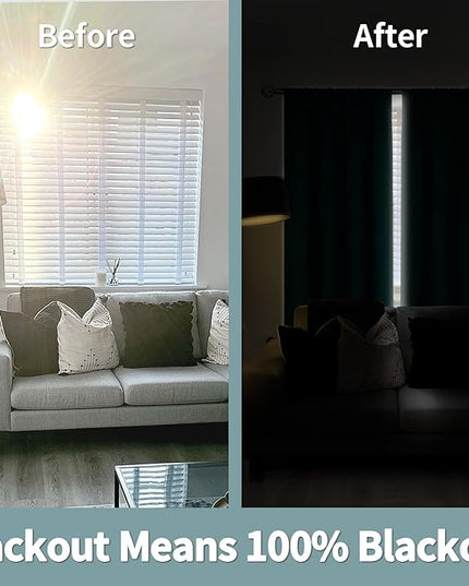 BGment Full Blackout Curtains for Living Room 72 Inch Length 2 Panels Set, Christmas Thermal Insulated Room Darkening Soundproof Rod Pocket Window Curtains for Bedroom, 52 Inch Wide, Emerald