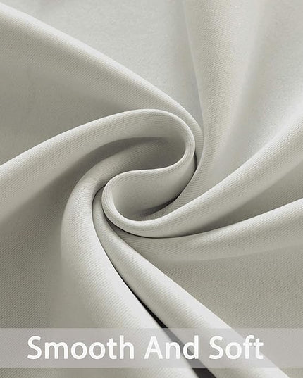 Yakamok Blackout Curtains Room Darkening Thermal Insulated Window Panels,Solid Grommet Top Drapes for Bedroom/Living Room(52Wx90L, Light Beige, 2 Panels)